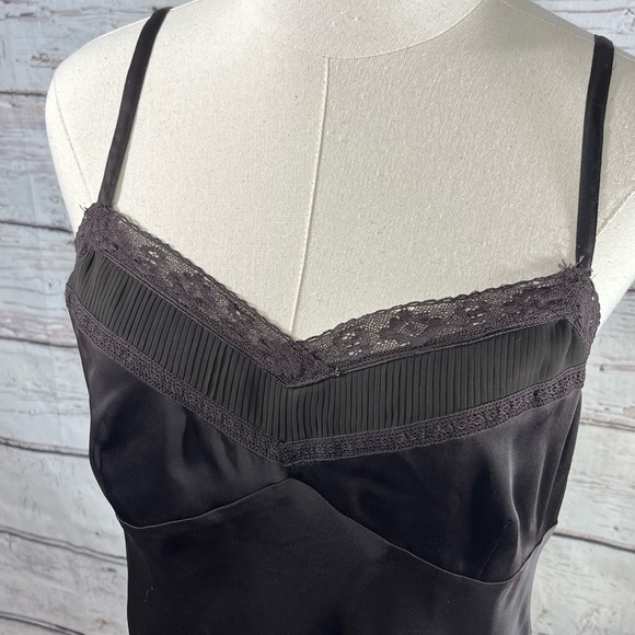 ANN TAYLOR/LOFT Satin Cami Top w Lace Trim Brown-10 - Picture 2 of 3